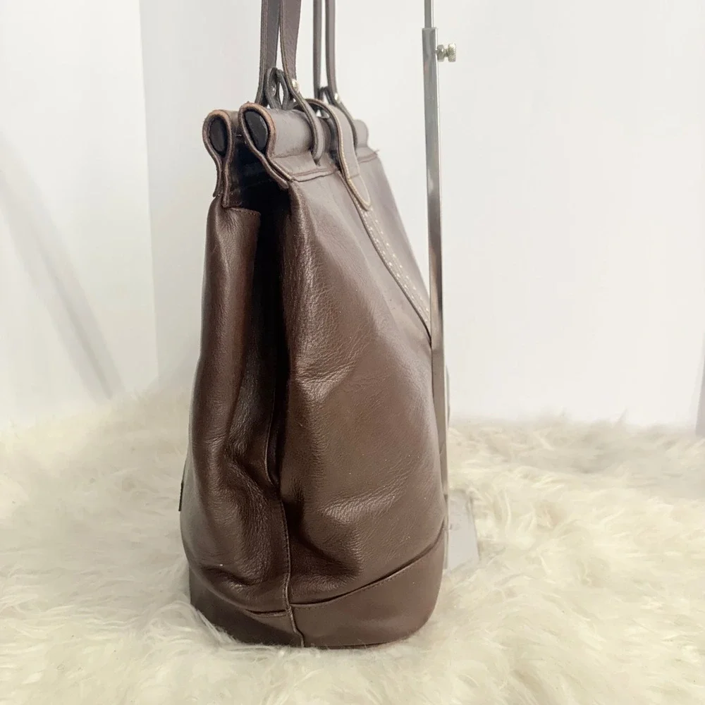 Vintage Kathi Kilburn Brown Leather Studded Tote Bag Handcrafted in Spain RARE